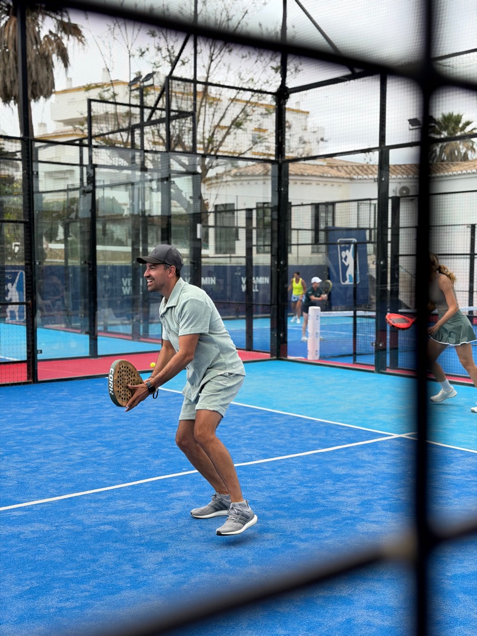 Gabor playing padel, ready for the next shot